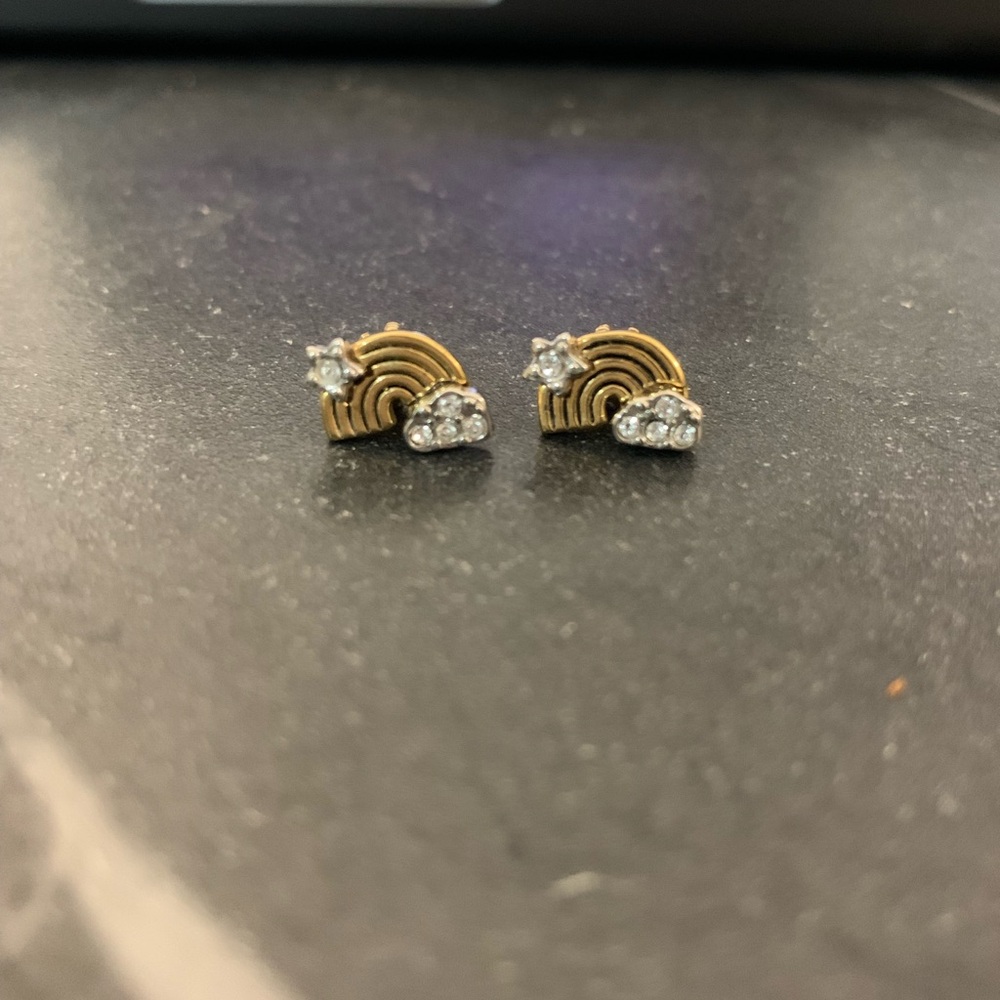 Women's Gold and Silver-Tone Rainbow Stud Earrings